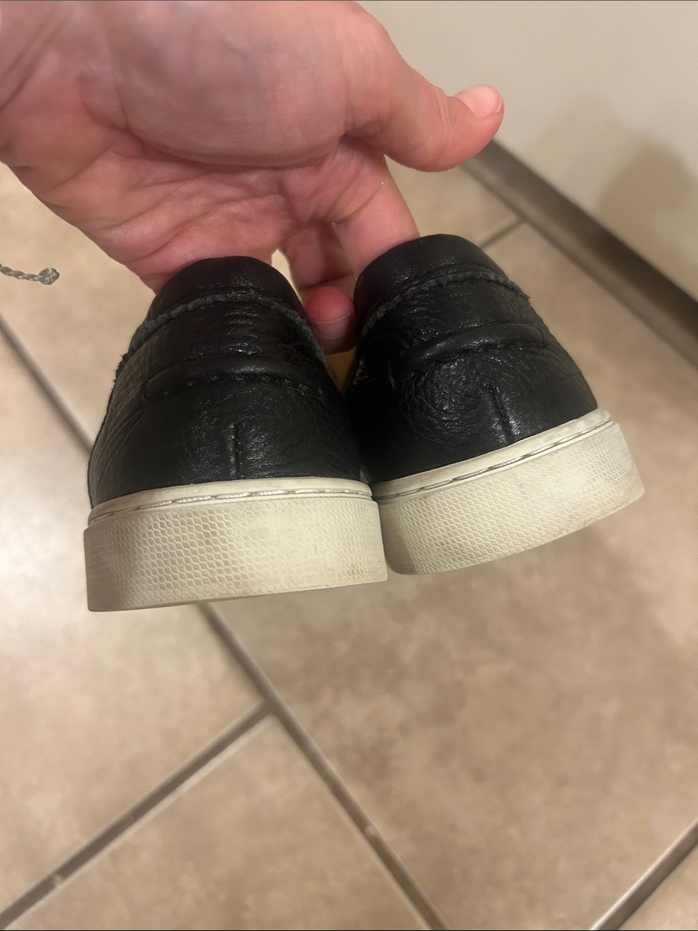 Frye Black Leather Penny Loafers with White Sole - Picture 3 of 5
